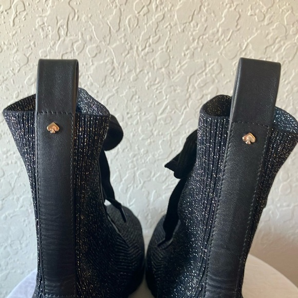 Kate Spade: Merigue Black Glitter Lace-Up Ankle Boots- 8 - Picture 5 of 16